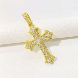 Necklaces Real u Hip Hop Jewellery Iced Out Vvs Moissanite Diamond Cross Pendant Necklace for Men 925 Sterling Silver Necklaces