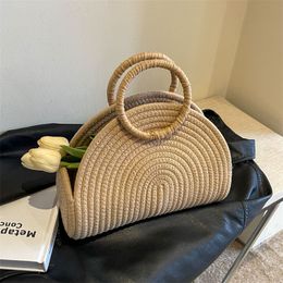 2024 New Basket Bag Tote Bags Straw Bag Handheld Grass Woven Bag with Large Capacity Handmade Woven Bag for Women Handbag Fashion Beach Resort Bag