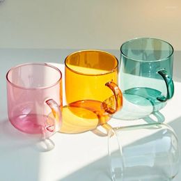 Wine Glasses Heat Resistant Glass Colorful Coffee With Handle Household Milk Breakfast Cup Nordic Modern Mug Drinking