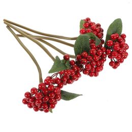 Decorative Flowers 5 Pcs Fake Berry Branches Artificial Plants Christmas Stems Garland Wreath Ornaments