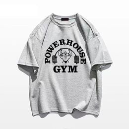 Summer Gym T-Shirts 100 Cotton Oversized Womens T Shirt Graphic Print Sporty Men Tee High Quality Mens Clothes 240329