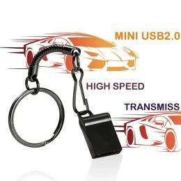 Super Mini USB Flash Drives 64GB Metal U Disk Black Memory Stick Free Key Chain Pen Drives Creative Gifts Pendrive