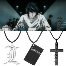 Necklaces 20Pcs/Lot Death Note Dubbele L Lawliet Necklace Black Note Book Letter Pendant Necklaces Choker Anime Cosplay Jewellery Wholesale