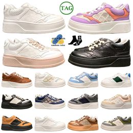 Chunky B Platform Sneakers Women Men With Web Shoe Jacquard Canvas Brown Leather Lace-up rubber sole Letter interlocking Logo