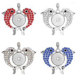 Pendant Necklaces Snap Button Crystal Fish Pendants Fit 18mm Metal Buttons Jewellery Necklace ZG448