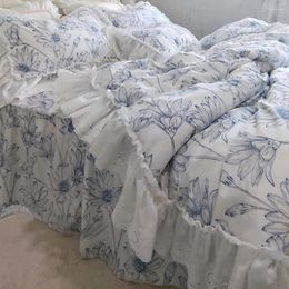 Bedding Sets Design Luxury Bed Set King Size Big Lace Ruffle Floral Cotton Linen Western Europe Gift
