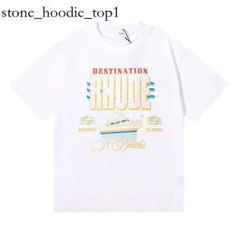 Rhude Hip Hop Streetwear Famous Designer Mens T Shirt Trendy Rhude Shirt High Quality Short Sleeve Graphic Printed Clothing Quick Dry Rhude Shirt Polo 1013