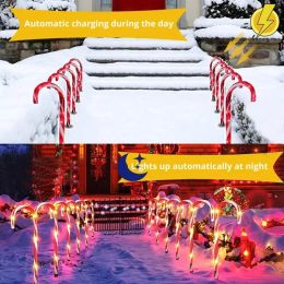 Solar Power LED Candy Cane Lights Christmas Party Decor Outdoor Garden Solar Lamp For Patio Pathway Street Yard