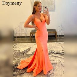 Party Dresses Doymeny Evening Cocktail Mermaid V-Neck Spaghetti Straps Lace Up Dinner Dress Vestidos De Coquetel