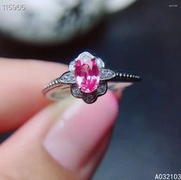 Cluster Rings KJJEAXCMY Fine Jewellery 925 Sterling Silver Inlaid Natural Pink Sapphire Women's Fresh And Elegant Romantic Gem Ring Support