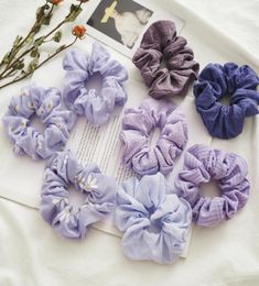 2020 new girl purple Hair Scrunchy Fashion Ring Elastic Hair Bands Children daisy printed chiffon Large intestine Scrunchie Hairba6849373