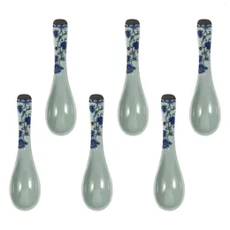 Spoons 6 Pcs Anti Ceramic Blue And White Spoon Kitchen Durable Ice Cream Asian Noodles Creative Soup Tablespoon Restaurant