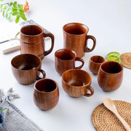 Cups Saucers 1Pc Retro Handmade Natural Wooden Cup Jujube Wood Reusable Tea Household Kitchen Supplies High Quality