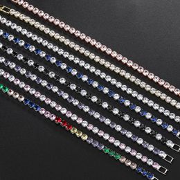 4mm AAA Zircon Round Single Row Full Diamond 17cm 18cm 19cm Bracelet for Women Hip Hop Jewellery Wholesale