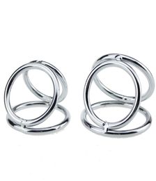 324045mm stainless steel penis ring three rings cock ring metal cock ring ball stretcher sex products for men penis2911144