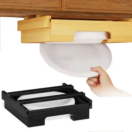 Kitchen Storage 10-Inch Bamboo Paper Plates Dipensers Under Cabinet Holder Disposable Tray Dispenser For Vertical Plate