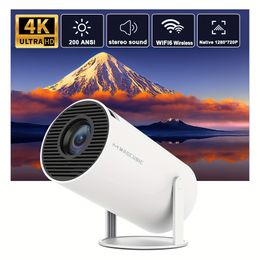 New Projector Android 11.0 200ANSI WiFi6 Allwinner H713 Mali-G312 Dual Wifi HD 1280X720p Wireless 5.0 4K Auto Correction Home Theater.