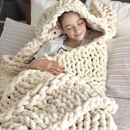 Blankets Large Thick Sofa Decor Plaid Blanket Cozy Warm Hand Knit Yarn Women Wraps Soft Throw Crochet Knitted Chair Seat