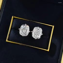 Stud Earrings Charm Cushion 3ct Moissanite Diamond Earring Real 925 Sterling Silver Promise Wedding For Women Party Jewelry