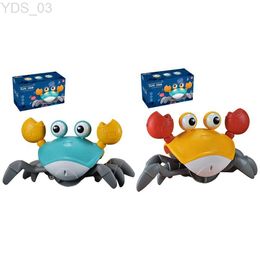 Electric/RC Animals Tummy Time Walking Crling Crab Educational USB Charging Electric Avoid Obstacles Sensory Moving Toys for Toddler YQ240402