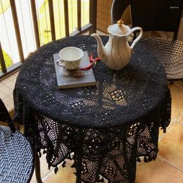 Table Cloth Solid Color Handmade Crochet Circular Tablecloth Bedroom Balcony Corridor Tea Party Round Piano Cover