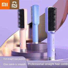 Irons Xiaomi Youpin Mini Hair Straighteners Hot Comb And Straightening Brush Hair Styling Appliances Home Portable Curling Iron