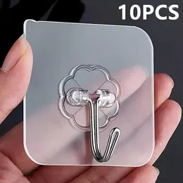 Hooks Couple Steel Stainless Hanger Transparent Adhesive Door Strong Storage Wall Kitchen Self Key Bathroom