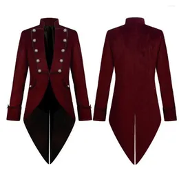 Men's Trench Coats 2024 Velet Medieval Jacket Long Sleeve Steampunk Victorian Costume For Men TailCoat Vintage Wedding Suit Nobel Cosplay