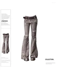 Women's Jeans Women Brown Cargo Flare Vintage Y2k 90s Aesthetic Baggy Denim Trousers 2000s Harajuku Wide Leg Cowboy Pants Trashy Clothes