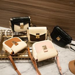 Shoulder Bags Bag Female 2024 Fashion Colour Matching Simple Personality Mobile Phone Lock Korean Single Messenger Saddle