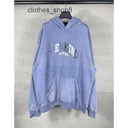 Sleeved Hoodies Paris Sweaters Sweater Loose Hooded Hoodie Balencigss High Version Men b Long Family Adhesive Tape Casual Paper Letter Printing Unisex EAQJ