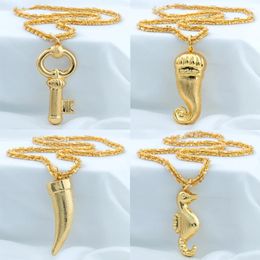 Pendant Necklaces 4PCS Chain With Luxury Gold Plated Copper 60CM Necklace For Men Women Jewellery Accessories Wholesale Adult Birthday Gifts