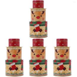 Storage Bottles 4 Pc Christmas Tin Box Chocolate Cookie Tinplate Jars Boxes Iron Container Biscuit Mother