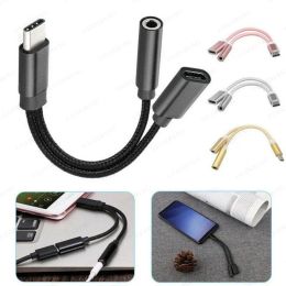 New 3.5mm Audio Cable USB-C Type C To 3.5mm Aux Audio Charging Cable Adapter Splitter Headphone Jack Headset Splitter For Xiaomi