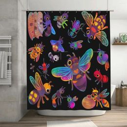 Shower Curtains Solitary Wasps - Dark Curtain 72x72in With Hooks Personalised Pattern Privacy Protection