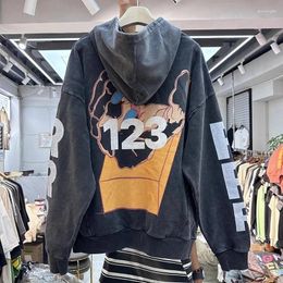 Women's Hoodies High Quality Oversize Vintage RRR123 Hoodie Men Women Palm Print Heavy Fabric RRR 123 Hooded Pullovers