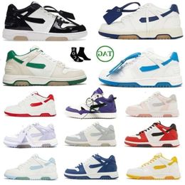 Offes Women Top Quality Shoes Out of Office Sneakers Low-tops Black White Pink Leather Light Blue Patent Runners Sneaker 36-45