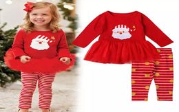 girl clothing sets Christmas Santa Claus girls long sleeve t shirt striped trousers outfits for kids girl clothes8313704