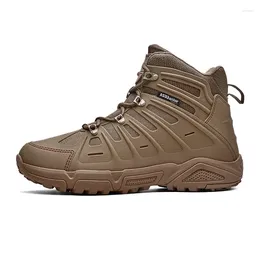 Fitness Shoes Men's Outdoor Hiking Boots Leather High Top Waterproof Tactical Combat Sports Anti Slip