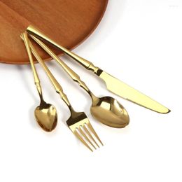 Flatware Sets 4Pcs Upscale Tableware Set High-Quality Stainless Steel Dinnerware Ergonomic Knife Fork And Spoon Western Cutlery