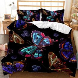 Bedding Sets Soft 3d Set Beautiful Butterfly Animal Home Decor Duvet Cover Pillowcase Bedclothes Black Fashion Multicolor