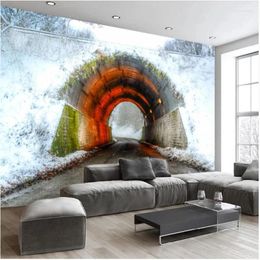 Wallpapers Wellyu Custom Wallpaper Papel Parede 3d Space-time Tunnel Extension Space Background Wall Painting For Living Room
