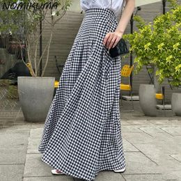 Skirts Nomikuma Black White Plaid Skirt Women Summer 2024 Bottoms Korean Elegant High Waisted Causal A-line Y2k Mujer Faldas