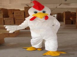 2018 Discount factory professional Make Adult Size White Chicken mascot Costume Whole Cock mascot7390432