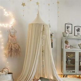 Cotton Certificated Fabric Kids Baldachin Handmade Bed Curtain Netting Cute Hanging Canopy for Nursery Room Deco 240320