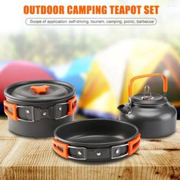 Cookware Sets Ultra-Light Portable Outdoor Camping Utensils Water Kettle Pan Aluminum Tableware Cooking Set Cozinha