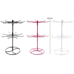 Kitchen Storage 1pc Personality Wrought Iron Double-Layer Rotating Jewellery Stand Home Bedroom Rack For Earrings And Necklaces