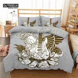 Bedding Sets Vintage Guitar Duvet Cover Set Music Theme 2/3Pcs For Kids Teens Adult Microfiber Print Comforter Pillowcase