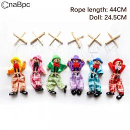 Funny Colourful Pull String Puppet Clown Wooden Marionette Handcraft Toys Joint Activity Doll Kids Children Gifts