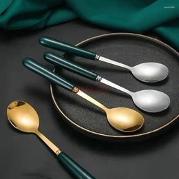 Spoons Ceramic Handle Simple Stainless Steel Spoon Household Adult Long High-end And Exquisite
